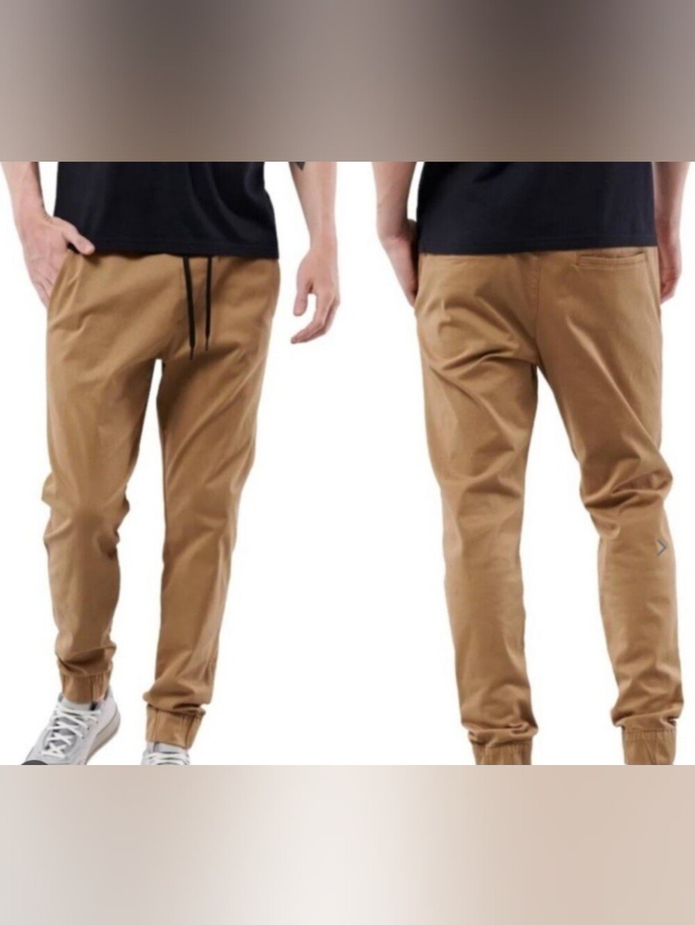 Hollister Men's Tan Jogger Pants - Casual Tapered Fit